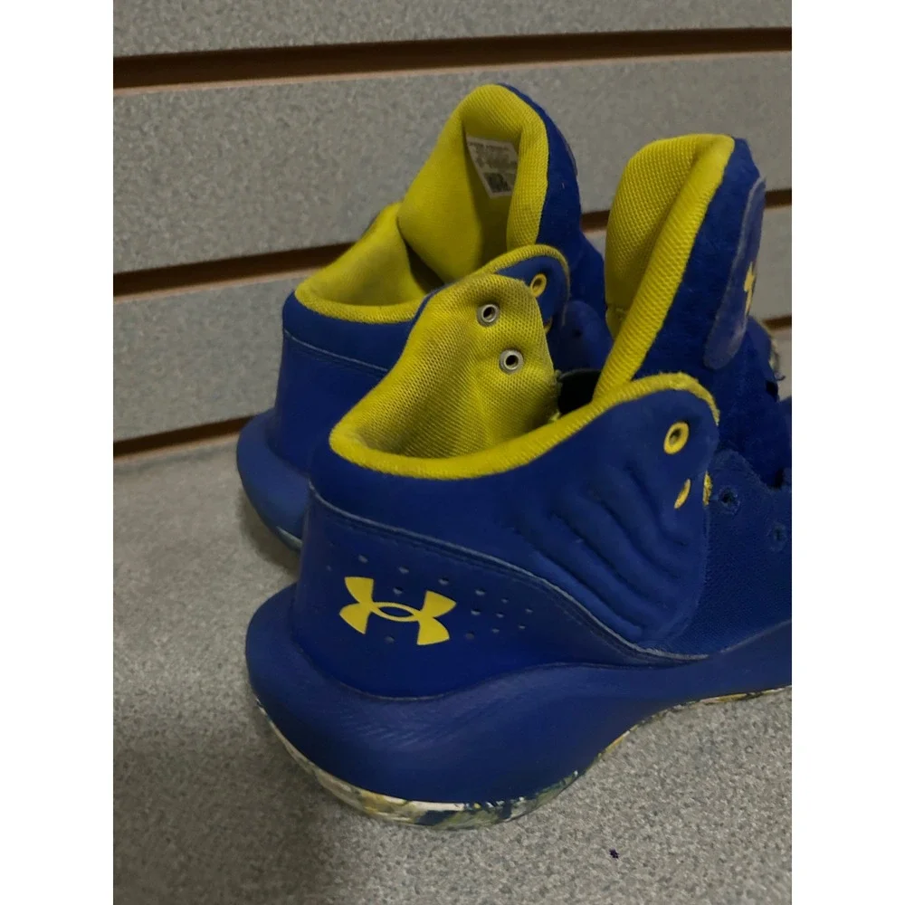 Under Armour Youth 6Y Basketball Shoes Royal Blue Yellow Marbled‎ No Laces